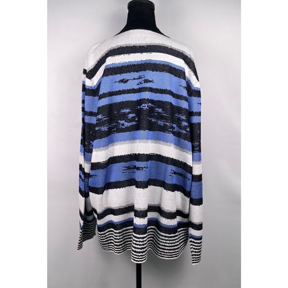 NWT Jones New York Blue and Black Striped Open Cardigan Sweater Size 2X - Picture 6 of 8